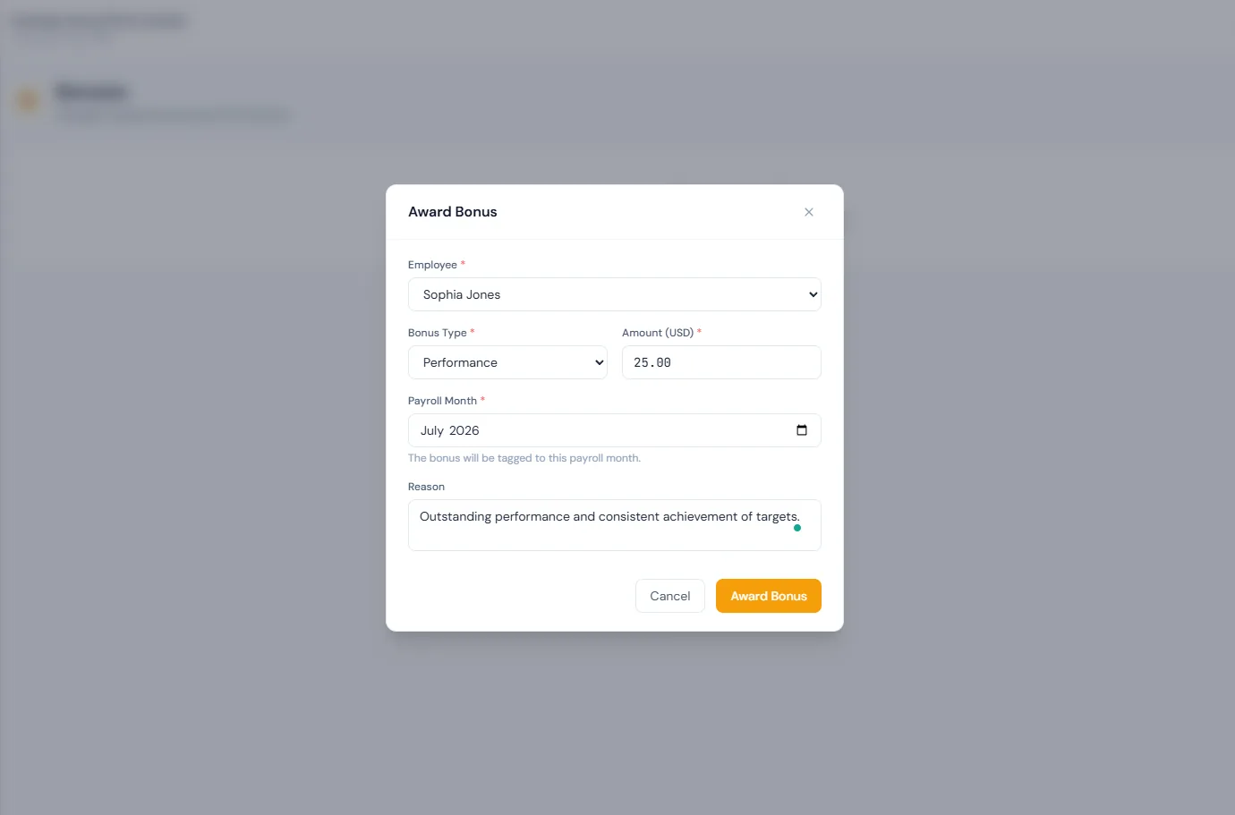 Earnings and deductions page showing salary component setup for payroll calculations.